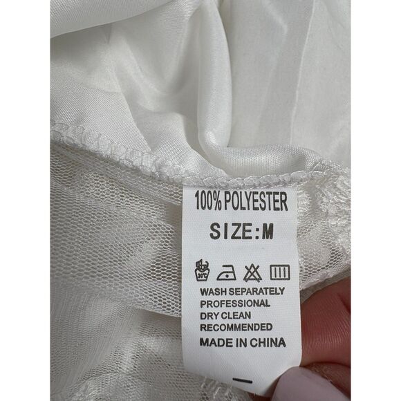 BOHO Beach Hut NWT Maxi White Embroidered Dress Lace Crochet Long Bohemian M - Picture 10 of 12